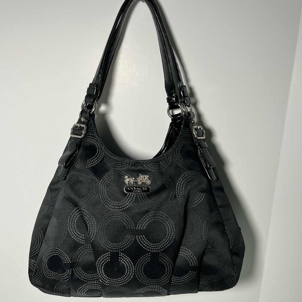 Coach Madison Op Art Dotted Optic Signature "C" Hand/Shoulder Satchel Bag